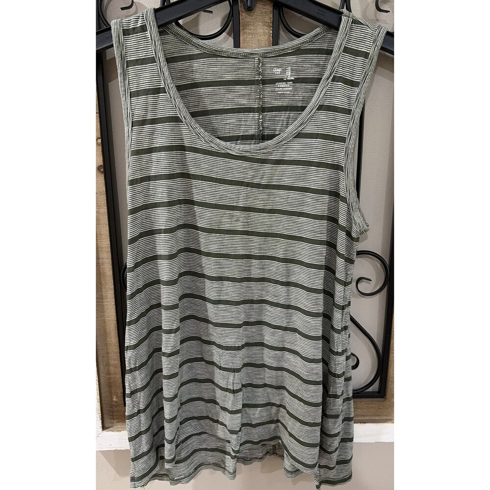 Gap Women’s Sz Medium Green Stripped Legging Tank Camisole Pour Legging Top